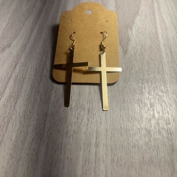 CROSS gold earrings - Picture 2 of 4